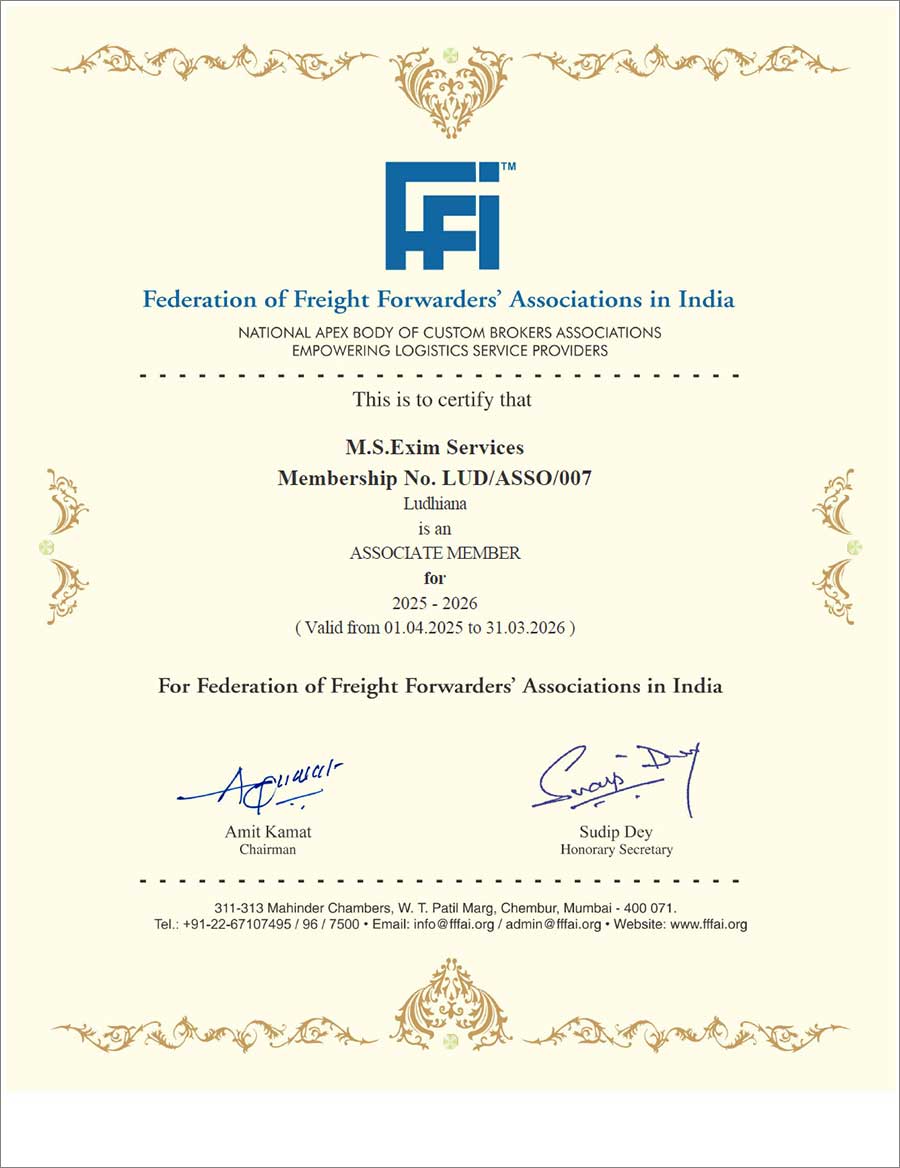 M.S. Exim Services Custom House Agents in Ludhiana Punjab India